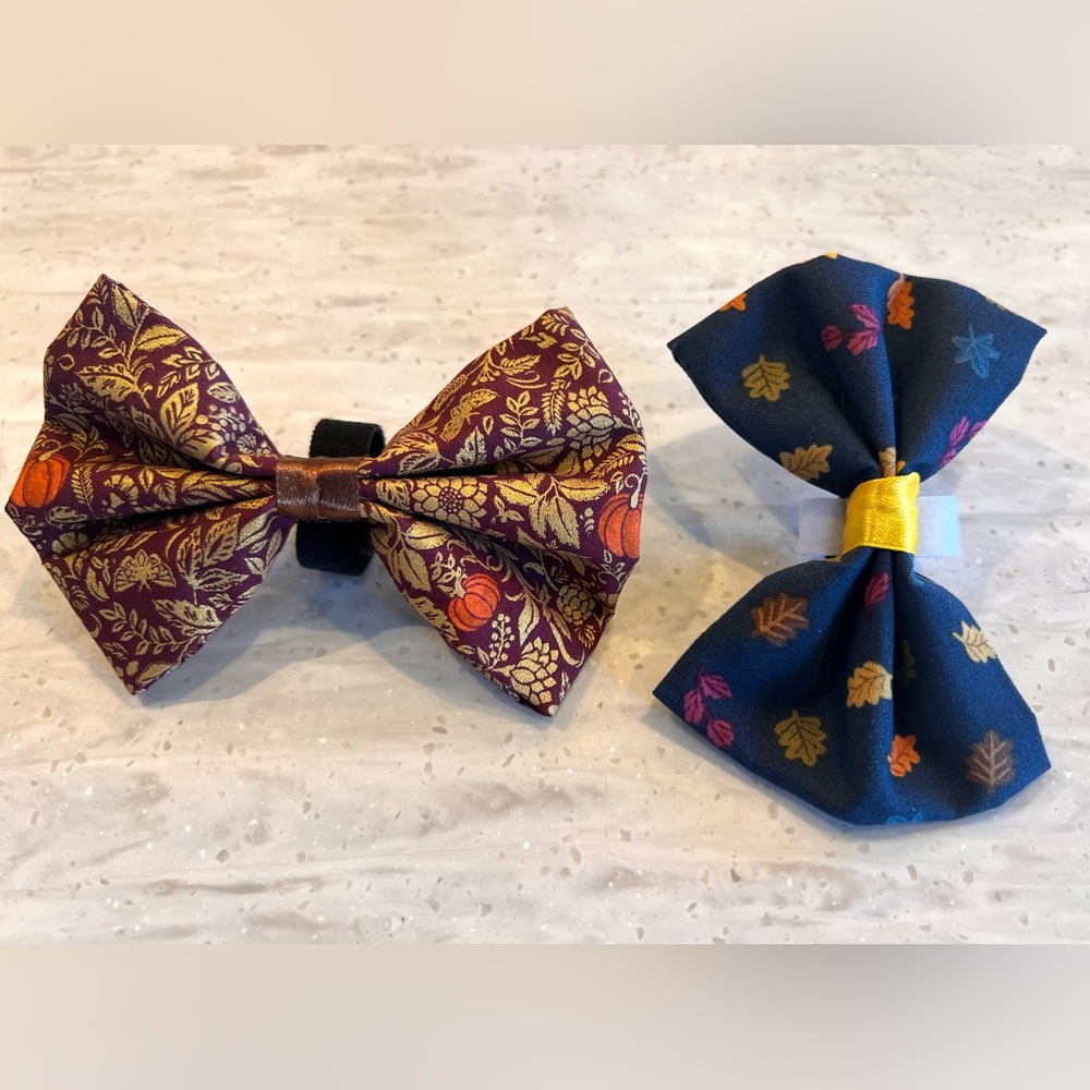 Elegant Dog Bow Tie Set - Autumn Leaves Design - Picture 2 of 9